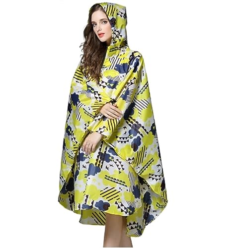 IRYZE Regenponcho Regenjacke Leichter, Wasserdichter, Wiederverwendbarer Damen- Und Herren-Regenmantel-Poncho-Umhang Mit Kapuze Für Erwachsene Regenmantel Regencape (Color : Yellow, Size : One size) von IRYZE