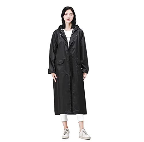 IRYZE Regenponcho Regenjacke Outdoor-Regenmantel Für Damen, Wasserdichte Jacke, Damen, Leichter Trench-Regenmantel Für Herren Regenmantel Regencape (Color : Black, Size : M) von IRYZE