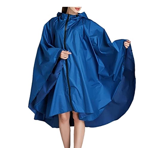 IRYZE Regenponcho Regenjacke Regen-Poncho-Jacken-Mantel Mit Kapuze Für Erwachsene, wasserdichte Regen-Poncho-Regenmantel-Jacke Mit Kapuze Regenmantel Regencape (Color : Blue, Size : L) von IRYZE