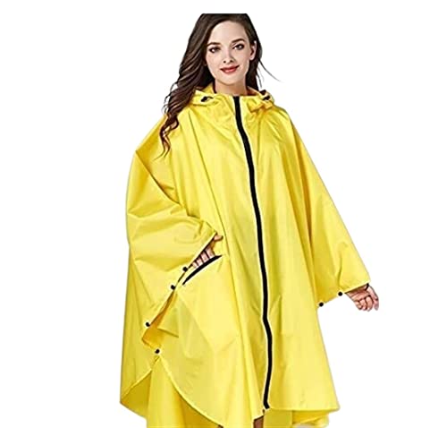 IRYZE Regenponcho Regenjacke Regen-Poncho-Jacken-Mantel Mit Kapuze Für Erwachsene, Wasserdichte Regen-Poncho-Regenmantel-Jacke Mit Kapuze Regenmantel Regencape (Color : Yellow, Size : L) von IRYZE