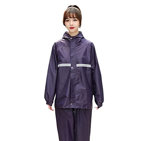 IRYZE Regenponcho Regenjacke Regenfester Hosenmantel Hoodie Wasserdichter Poncho-Umhang Anzug Regenmantel Mit Reflektierendem Streifen Regenmantel Regencape (Color : Purple, Size : 3XL) von IRYZE