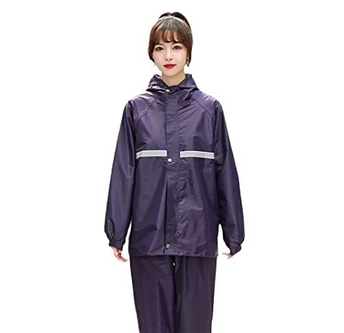 IRYZE Regenponcho Regenjacke Regenfester Hosenmantel Hoodie Wasserdichter Poncho-Umhang Anzug Regenmantel Mit Reflektierendem Streifen Regenmantel Regencape (Color : Purple, Size : XL) von IRYZE