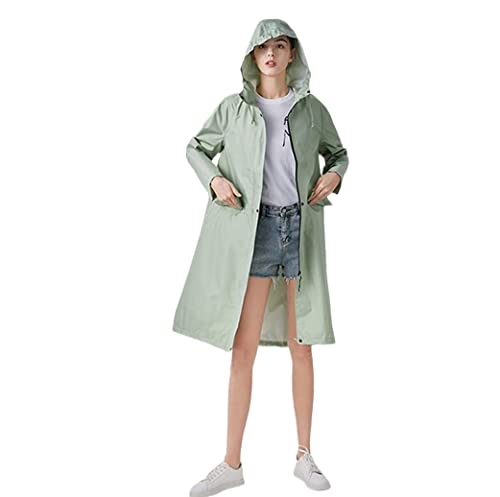 Regenponcho Regenjacke Regenmäntel Für Frauen, Langer Wasserdichter Regenmantel, Leichte Regenjacke Mit Kapuze Für Den Außenbereich Regenmantel Regencape (Color : G, Size : XXL) von IRYZE