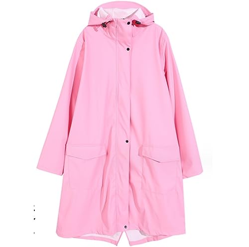 IRYZE Regenponcho Regenjacke Regenmantel, Cooler Roter Windjacke-Mantel, Verdickter Und Langer Regenponcho Für Damen, Outdoor-Wandern Regenmantel Regencape (Color : Rosa, Size : XL) von IRYZE