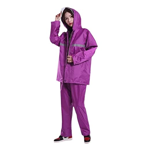 IRYZE Regenponcho Regenjacke Regenmantel Anzug Mit Reflexstreifen Herren Damen Regenschutz Poncho Mit Kapuze Regenbekleidung Angeln Regenmantel Regencape (Color : Purple, Size : 3XL) von IRYZE