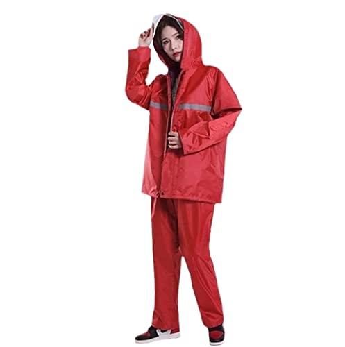 IRYZE Regenponcho Regenjacke Regenmantel Anzug Mit Reflexstreifen Herren Damen Regenschutz Poncho Mit Kapuze Regenbekleidung Angeln Regenmantel Regencape (Color : Rood, Size : XL) von IRYZE