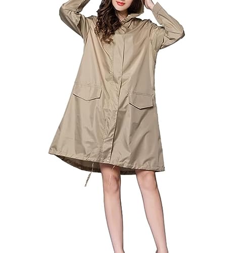 IRYZE Regenponcho Regenjacke Regenmantel Damen Regenmantel Poncho Atmungsaktive Lange Tragbare Wasserabweisende Regenbekleidung Regenmantel Regencape (Color : Brown, Size : XXL) von IRYZE