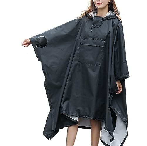 IRYZE Regenponcho Regenjacke Regenmantel Für Männer Und Frauen, Singles, Erhöht Dicker, Fahrrad, Lang, Ganzkörper Regenmantel Regencape (Color : Black, Size : One Size) von IRYZE