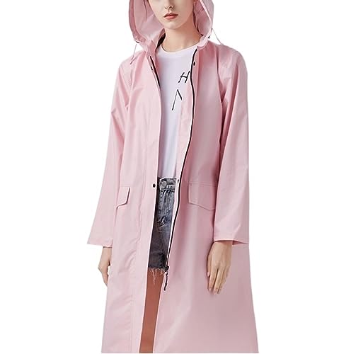 IRYZE Regenponcho Regenjacke Regenmantel Mit Kapuze, Poncho, Für Damen, Stark, Wasserdicht, Für Erwachsene, Winddicht Regenmantel Regencape (Color : Rosa, Size : XXL) von IRYZE