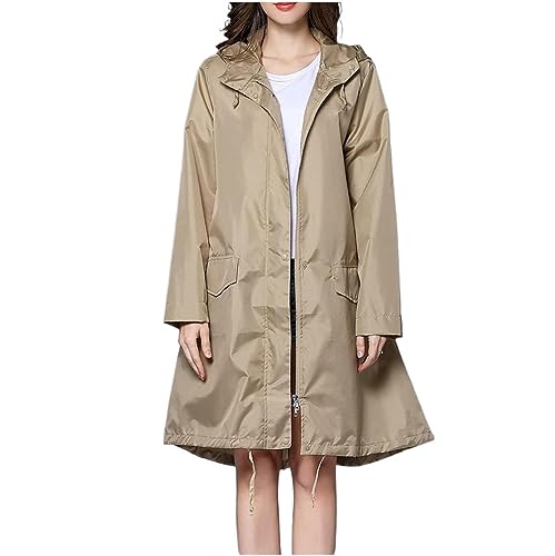 IRYZE Regenponcho Regenjacke Regenmantel Mit Kapuze Für Damen, Lang, Für Outdoor-Reisen, Damen-Regenmantel, Regenmantel, Poncho Regenmantel Regencape (Color : Brown, Size : M) von IRYZE