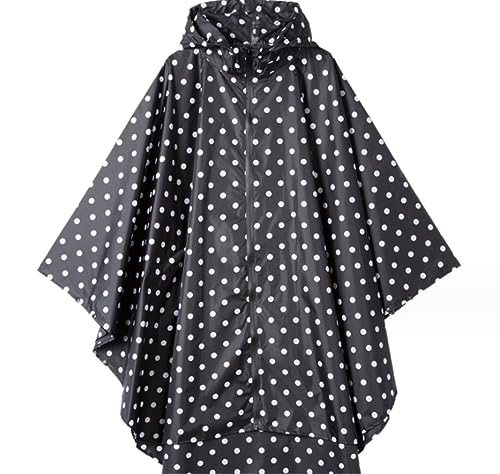 Regenponcho Regenjacke Regenschutz Wasserdichter Langer Regenmantel Damen Tourismus Outdoor Wandern Poncho Regenmantel Regenmantel Regencape (Color : Black, Size : L) von IRYZE