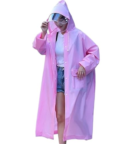 IRYZE Regenponcho Regenjacke Textil-Regenmantel, Lang, Verdickt, Für Elektrofahrzeuge, Regensicher, Für Spaziergänge Im Freien, Einteilig Regenmantel Regencape (Color : Rosa, Size : L) von IRYZE