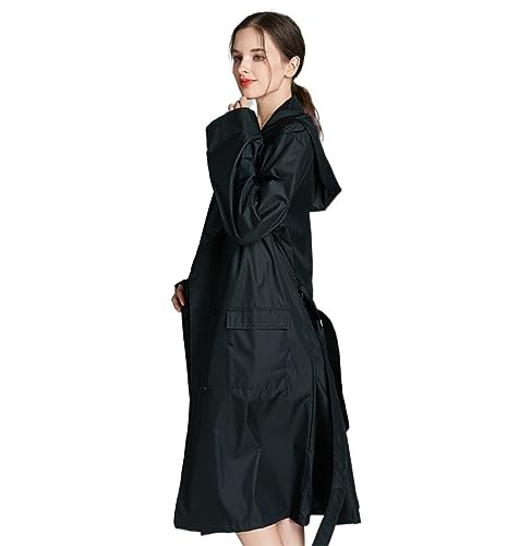 IRYZE Regenponcho Regenjacke Universeller Verlängerter Und Geknöpfter Outdoor-Windschutz-Regenmantel Für Erwachsene, Feuchter Sonnenschutz Regenmantel Regencape (Color : Black, Size : One Size) von IRYZE