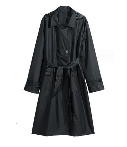 Regenponcho Regenjacke Universeller Verlängerter Und Geknöpfter Outdoor-Windschutz-Regenmantel Für Erwachsene, Feuchter Sonnenschutz Regenmantel Regencape (Color : Black, Size : One Size) von IRYZE