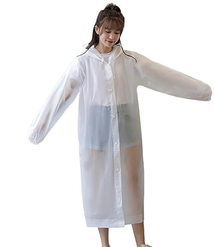 Regenponcho Regenjacke Wasserdichter Damen-Regenmantel Für Tourismus, Wandern, Outdoor, Langer Regen-Windmantel Regenmantel Regencape (Color : White, Size : One Size) von IRYZE