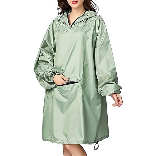 IRYZE Regenponcho Regenjacke Wasserdichter Regenponcho Für Damen, Regenmantel Mit Kapuze, Ärmeln Und Großer Tasche Regenmantel Regencape von IRYZE