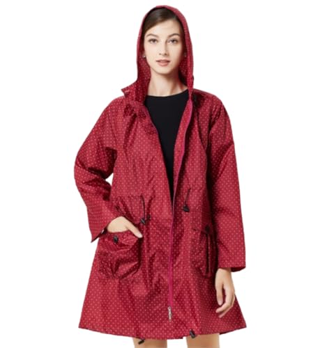 IRYZE Regenponcho Regenjacke Windjacke, Einfarbig, Bedruckt, Regenmantel, Outdoor-Reisen, Für Erwachsene, Männliche Und Weibliche Paare Regenmantel Regencape (Color : Rood, Size : One Size) von IRYZE