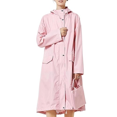 IRYZE Regenponcho Regenjacke Windjacke, Einfarbig, Regenmantel, Outdoor-Reisen, Für Erwachsene, Männliche Und Weibliche Paare Regenmantel Regencape (Color : Rosa, Size : L) von IRYZE