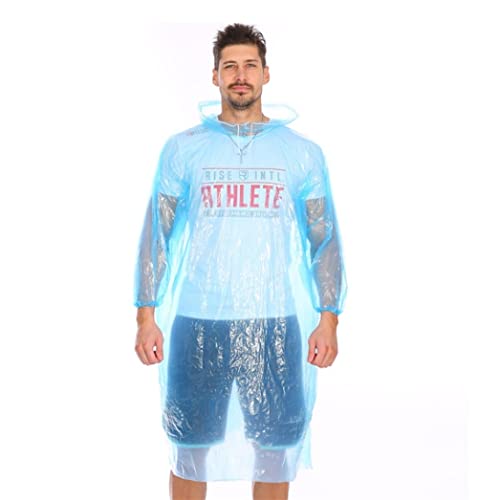 IRYZE Regenponcho Regenjacke 10 Stück Langer Einweg-Regenmantel, Faltbarer PE-Regenponcho, Tragbare Regenbekleidung Für Trave Regenmantel Regencape (Color : Blue, Size : One size) von IRYZE