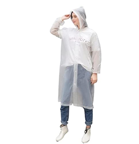 Regenponcho Regenjacke 10 Stück Nicht-Einweg-Regenmantel Licht Transparenter Tragbarer Reise-Tourismus-Wander-Regenmantel Regenmantel Regencape (Color : White, Size : One Size) von IRYZE