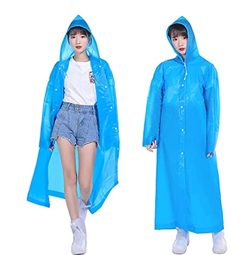 IRYZE Regenponcho Regenjacke 2 STÜCKE EVA Langer Regenmantel, Regenponcho Mit Kapuze, Outdoor-Regenjacken, Für Männer, Frauen, Erwachsene Regenmantel Regencape (Color : Blue, Size : One size) von IRYZE