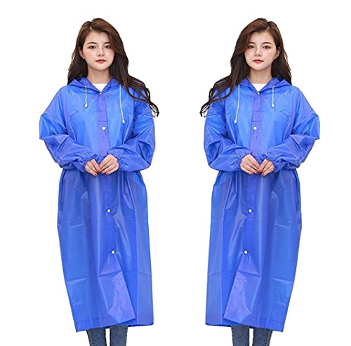 Regenponcho Regenjacke 2 X Langer Regenmantel Für Erwachsene, Wiederverwendbarer Eva-Regenponcho Mit Kapuze, Tragbare Regenjacke Regenmantel Regencape (Color : E, Size : One Size) von IRYZE