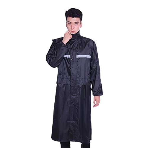 Regenponcho Regenjacke Doppelschichtiger Langer Regenmantel Für Erwachsene, Reflektierender PVC-Regenponcho, Wiederverwendbare Regenjacke Mit Kapuze Regenmantel Regencape ( Color : Black , Size : XXL von IRYZE