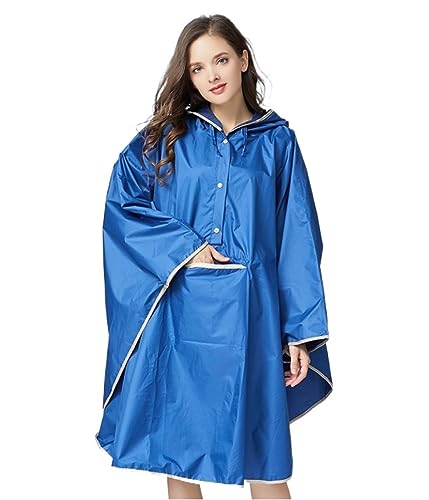 Regenponcho Regenjacke Erwachsene Frauen Cape Regenmantel Wandern Regenschutz Langer Regenmantel FrauenLeichter Wasseranzug Regenmantel Regencape (Color : Blue, Size : One Size) von IRYZE