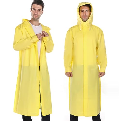 Regenponcho Regenjacke Erwachsener Langer Regenmantel Damen Herren Regenmantel Mit Kapuze Outdoor Wandern Angeln Regenmantel Regencape (Color : Yellow, Size : XL) von IRYZE