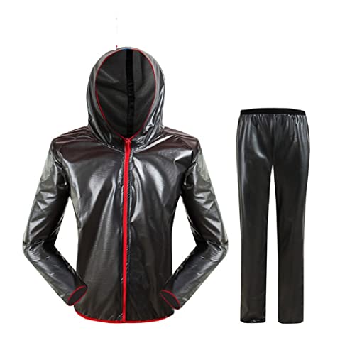 IRYZE Regenponcho Regenjacke Herren-Split-Regenmantel Für Radfahren, Tragbarer Regenmantel Und Hosenset Für Reiten Regenmantel Regencape (Color : Black, Size : S) von IRYZE