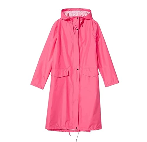 Regenponcho Regenjacke Lange, wasserdichte, Atmungsaktive Regenmantel-Jacke Für Damen. Leichter, Verstaubarer Regenmantel Regenmantel Regencape (Color : Rosa, Size : L) von IRYZE