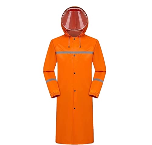 Regenponcho Regenjacke Lange Ganzkörper-Regenschutzjacke Für Männer Und Frauen Im Freien, Wasserdichter Regenponcho, Reflektierend Regenmantel Regencape (Color : Orange, Size : XL) von IRYZE