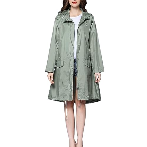 Regenponcho Regenjacke Regenmantel Damen Regenmantel Poncho Atmungsaktive Lange Tragbare Wasserabweisende Regenbekleidung Regenmantel Regencape (Color : Grün, Size : M) von IRYZE