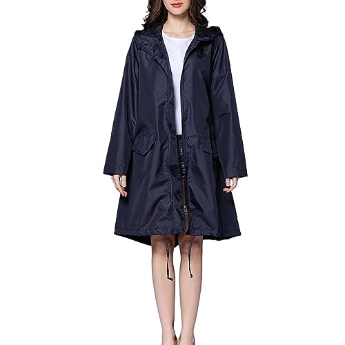 Regenponcho Regenjacke Regenmantel DamenRegenmantel Poncho Atmungsaktive Lange Tragbare Wasserabweisende Regenbekleidung Regenmantel Regencape (Color : Black, Size : L) von IRYZE