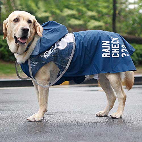 ISPET Hunde-Regenmäntel für große Hunde, Hunde-Kapuzen-Regenmantel mit reflektierenden Streifen, wasserdicht | leichtes Gewicht, Premium Hundeponcho Regenmantel mittelgroße und XL, blau von IS PET DESIGNER PETWEAR