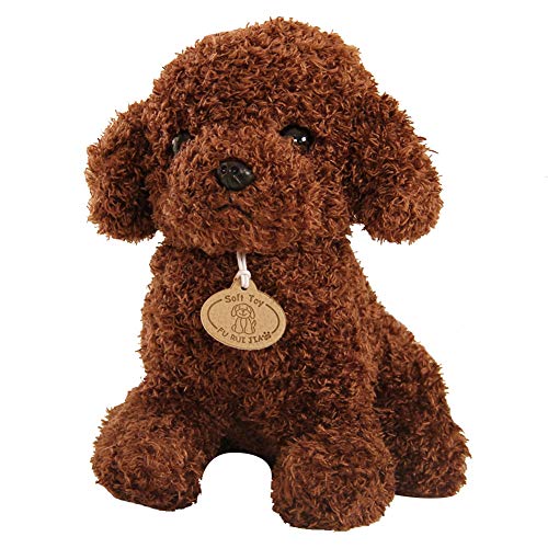 ISAKEN Realistisch Teddy Dog Lucky, 18 cm Simulation Teddy Pudel Dog Doll Toy Plüschpuppe Welpe Suffed Doll Plüschtier, Plüsch Stofftier Hund, Weihnachten Kuscheltier, Spielzeug Geschenk für Kinder von ISAKEN