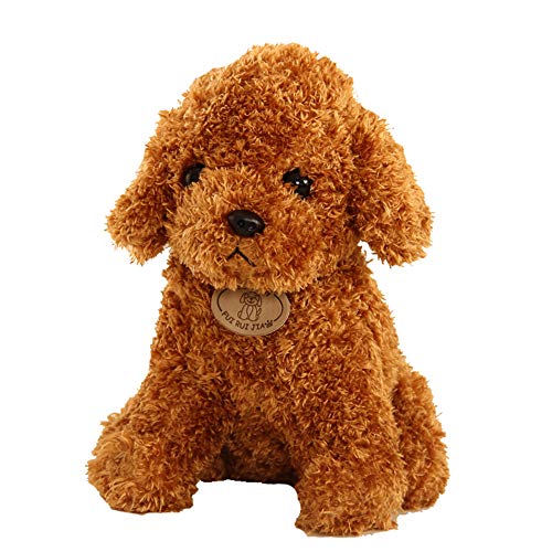 ISAKEN Realistisch Teddy Dog Lucky, 25 cm Simulation Teddy Pudel Dog Doll Toy Plüschpuppe Welpe Suffed Doll Plüschtier, Plüsch Stofftier Hund, Weihnachten Kuscheltier, Spielzeug Geschenk für Kinder von ISAKEN