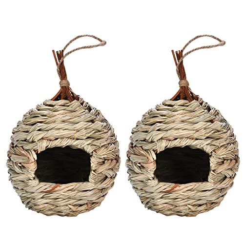 ISAKEN Vogelhäus Handgemachtes Weben Hängendes Nest Vogelkäfige Künstlicher Wohnplatz Nistkästen Innen oder Außenbereich, Runde Vogelnest für Kleine Vögel wie Kolibris und Titten, 2 Stück ISAKEN Vogelhäus Handgemachtes Weben Hängendes Nest Vogelkäfige Künstlicher Wohnplatz Nistkästen Innen oder Außenbereich, Runde Vogelnest für Kleine Vögel wie Kolibris und Titten, 2 Stück von ISAKEN