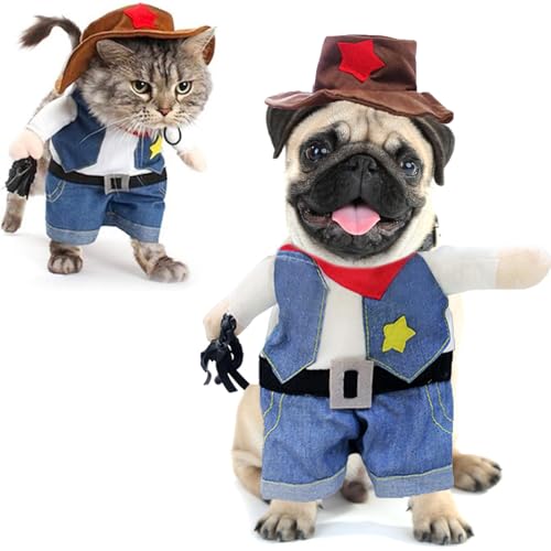 Cowboy-Hundekostüm, lustiges Hunde-/Katzenkostüm, Cosplay, West-Cowboy-Uniform mit Hut, Hundekleidung für kleine, mittelgroße Hunde, Katzen, Welpen, Partykleidung, niedliches Outfit, coole Kleidung Cowboy-Hundekostüm, lustiges Hunde-/Katzenkostüm, Cosplay, West-Cowboy-Uniform mit Hut, Hundekleidung für kleine, mittelgroße Hunde, Katzen, Welpen, Partykleidung, niedliches Outfit, coole Kleidung von ISDULA