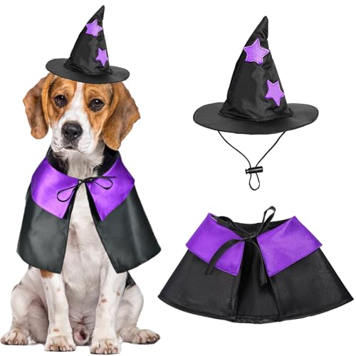 Hexenkostüm für Hunde, Halloween-Kostüm, Haustier-Zaubererhut und Umhang, Hundekleidung für kleine und mittelgroße Hunde, Katzen, Welpen, Kätzchen, Cosplay, Vampirumhang, Party-Outfit, lustige Hexenkostüm für Hunde, Halloween-Kostüm, Haustier-Zaubererhut und Umhang, Hundekleidung für kleine und mittelgroße Hunde, Katzen, Welpen, Kätzchen, Cosplay, Vampirumhang, Party-Outfit, lustige von ISDULA