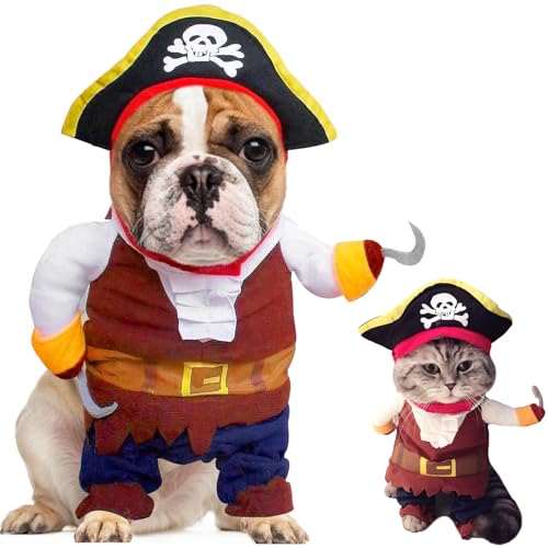 Hundekostüm, Fluch der Karibik-Stil, lustiges Haustierkostüm für Hunde und Katzen, Halloween-Kostüme mit Hut, Hundekleidung für kleine, mittelgroße Hunde, Katzen, Welpen, Corsair-Kostüm, Hundekostüm, Fluch der Karibik-Stil, lustiges Haustierkostüm für Hunde und Katzen, Halloween-Kostüme mit Hut, Hundekleidung für kleine, mittelgroße Hunde, Katzen, Welpen, Corsair-Kostüm, von ISDULA