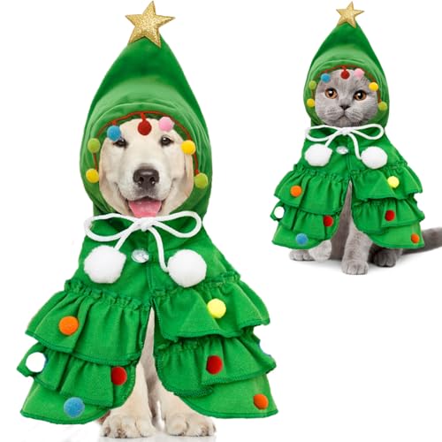 Weihnachtlicher Hundeumhang, Haustier-Weihnachtsbaum-Kostüm, Welpe, Umhang mit Stern und Pompons, Hundekleidung für kleine und mittelgroße Hunde und Katzen, Cosplay-Party, Hunde-Outfit, Kleidung, Weihnachtlicher Hundeumhang, Haustier-Weihnachtsbaum-Kostüm, Welpe, Umhang mit Stern und Pompons, Hundekleidung für kleine und mittelgroße Hunde und Katzen, Cosplay-Party, Hunde-Outfit, Kleidung, von ISDULA