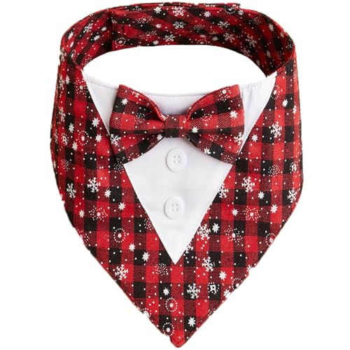 Weihnachtliches Hunde-Smoking-Bandana, Hunde-Weihnachtskostüm, rotes Karo, formeller Smokinganzug mit Fliege, verstellbare Hundekleidung für kleine, mittelgroße und große Hunde und Katzen, Weihnachtliches Hunde-Smoking-Bandana, Hunde-Weihnachtskostüm, rotes Karo, formeller Smokinganzug mit Fliege, verstellbare Hundekleidung für kleine, mittelgroße und große Hunde und Katzen, von ISDULA