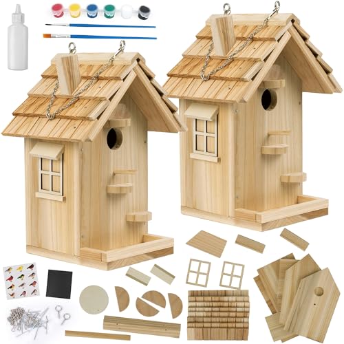 ISENLAND Vogelhäuser, 2 Stück, Vogel, Holz, DIY-Vogelhaus für draußen, Holzbearbeitung für Erwachsene, hängendes Vogelhaus für Garten, Hof ISENLAND Vogelhäuser, 2 Stück, Vogel, Holz, DIY-Vogelhaus für draußen, Holzbearbeitung für Erwachsene, hängendes Vogelhaus für Garten, Hof von ISENLAND