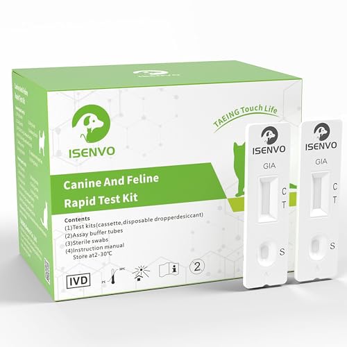 ISENVO 2 x Giardien Schnelltest Hund & Katze - Giardien Test zuverlässig als Test bei Darmparasiten und Durchfall - Für Hunde & Katzen bei Giardia (2 x Test Kit) von ISENVO