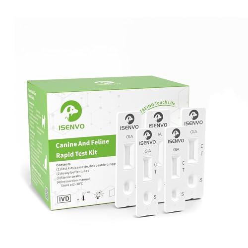 ISENVO 5 x Giardien Schnelltest Hund & Katze - Giardien Test zuverlässig als Test bei Darmparasiten und Durchfall - Für Hunde & Katzen bei Giardia (5 x Test Kit) von ISENVO