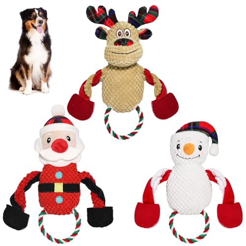 ISKIHO Weihnachts-Hundespielzeug, quietschendes Spielzeug, Weihnachtsmann, Rentier und Schneemann, Kauspielzeug, Stofftiere, Welpenspielzeug, interaktives, langlebiges Kauspielzeug für Hunde (3 Stück) ISKIHO Weihnachts-Hundespielzeug, quietschendes Spielzeug, Weihnachtsmann, Rentier und Schneemann, Kauspielzeug, Stofftiere, Welpenspielzeug, interaktives, langlebiges Kauspielzeug für Hunde (3 Stück) von ISKIHO