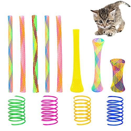 55 Pieces Cat Spring Toys Set, Colorful Cat Spring Toy and Cat Tube Toy Interactive Cat Toy for Indoor Cats, Playful Flexible Cat Plastic Coil Spiral for Kittens to Swat, Bite, Hunt(Random Color) von ISMARTEN