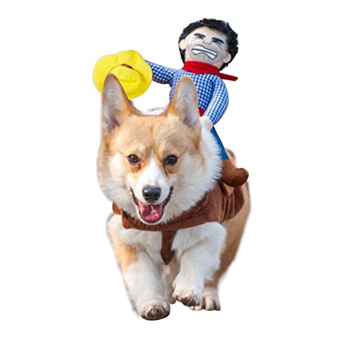 ISMARTEN Cowboy Rider Hundekostüm für Hunde Outfit Ritter Stil mit Puppe und Hut Haustier Kostüm (L) von ISMARTEN