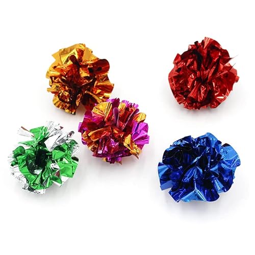ISMARTEN Crinkle Balls Katzenspielzeug für Hauskatzen, leicht, glänzend, Knisterpapierball für Kätzchen (zufällige Farbe) (10 cm) von ISMARTEN